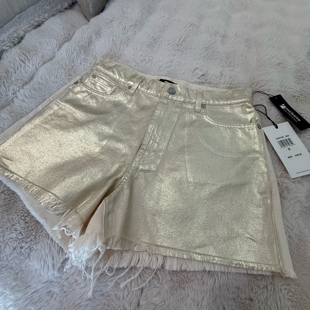 Metallic Gold Women's Denim Shorts